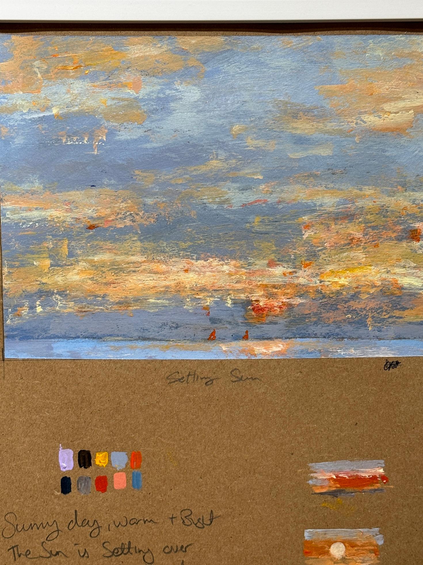 Boceto impresionista, Paisaje marino con el Sol poniéndose en la costa de Connecticut en venta 2