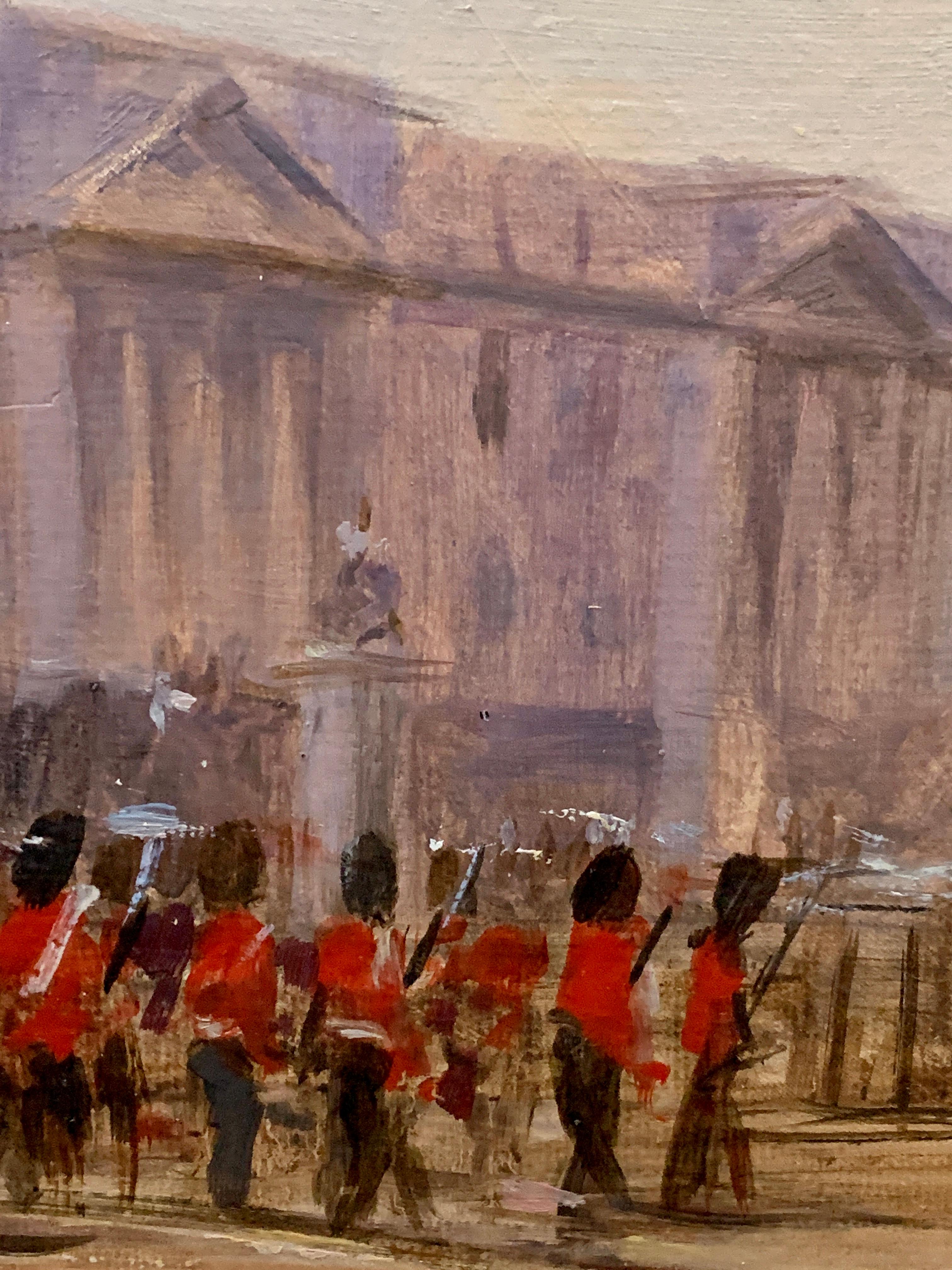Impressionist view of Buckingham Palace, London with soldiers changing the guard 5