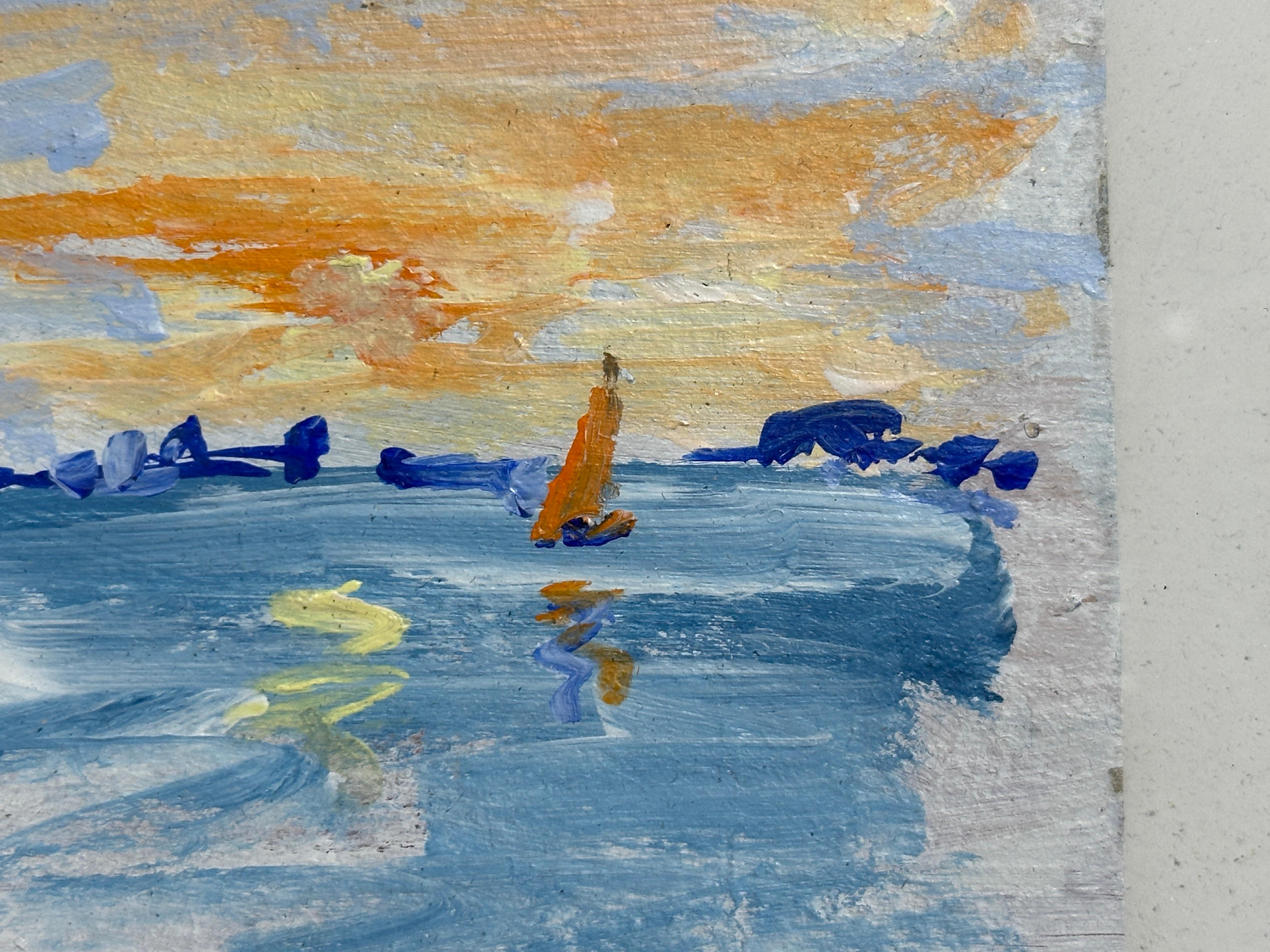 Vue impressionniste de voiliers sur la côte américaine - Impressionnisme Painting par Charles Bertie Hall