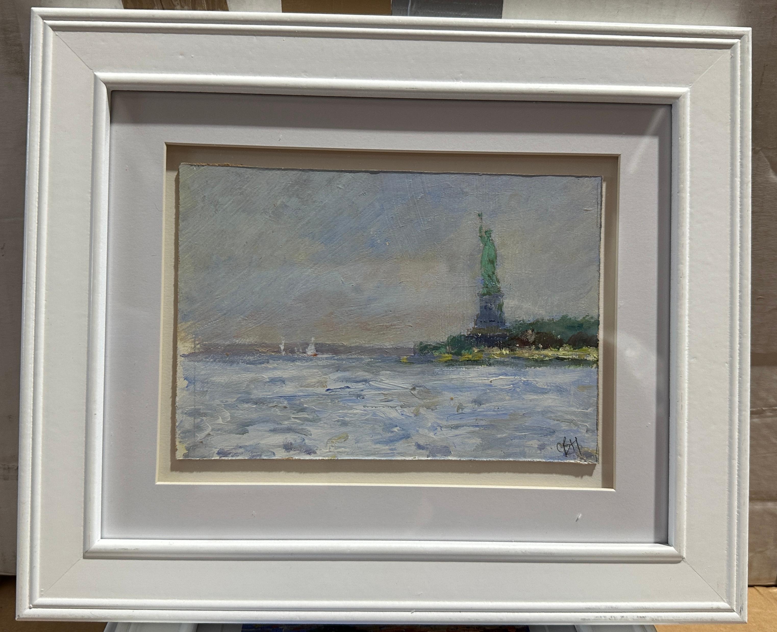 Impressionistische Ansicht der Freiheitsstatue mit Yachten auf dem East River