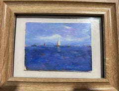 Impressionist view of yachts at sea in an Oak Frame
