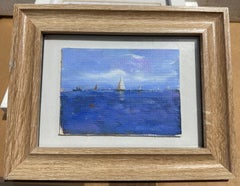 Impressionist view of yachts at sea in an Oak Frame