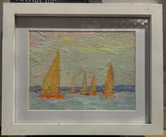 Contempury Modernist scene of sail boats in the Long Island Sound