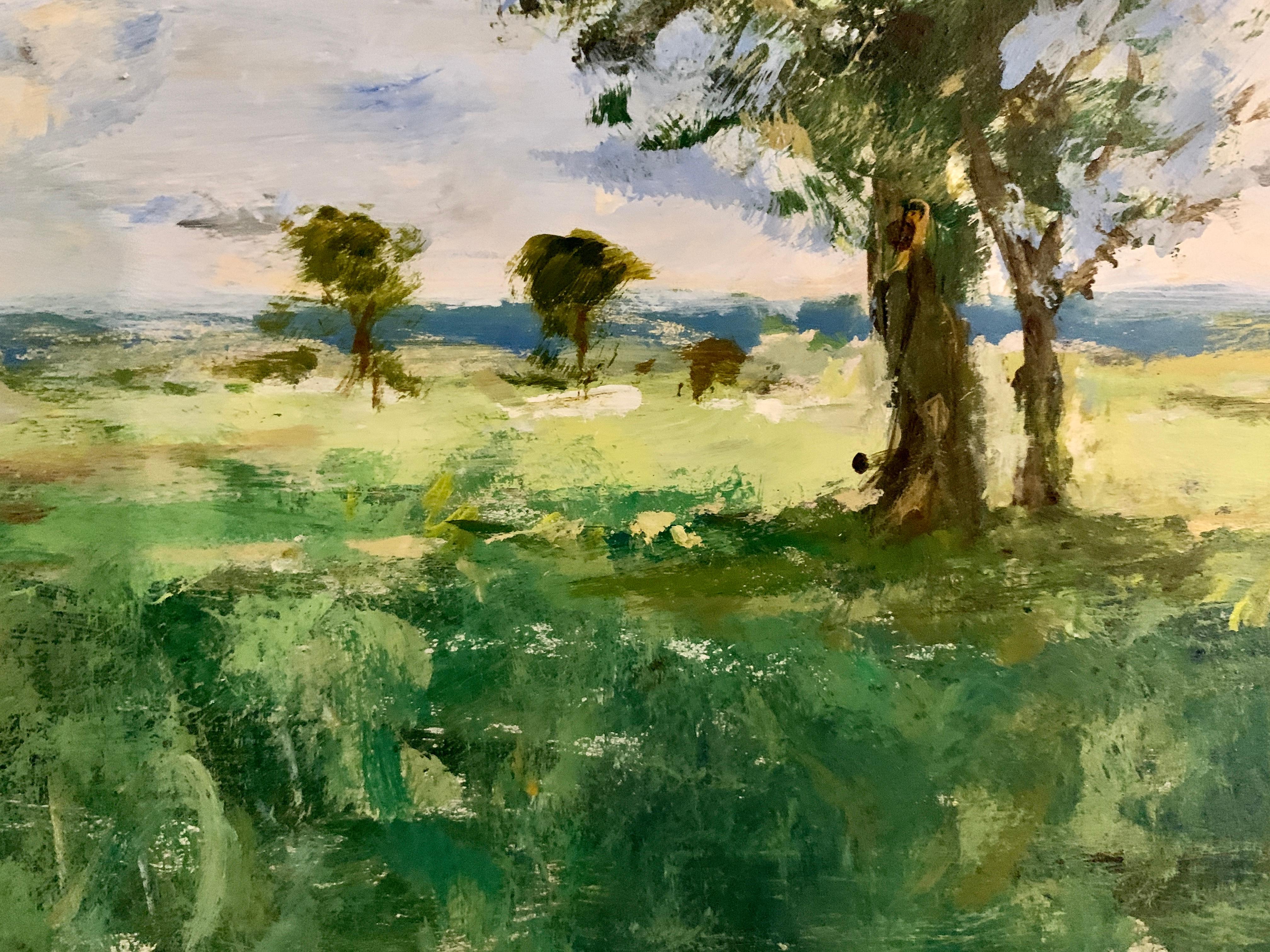 Pintura al óleo, Impresionista Paisaje de finales del siglo XX con árboles, Surrey, Reino Unido en venta 2