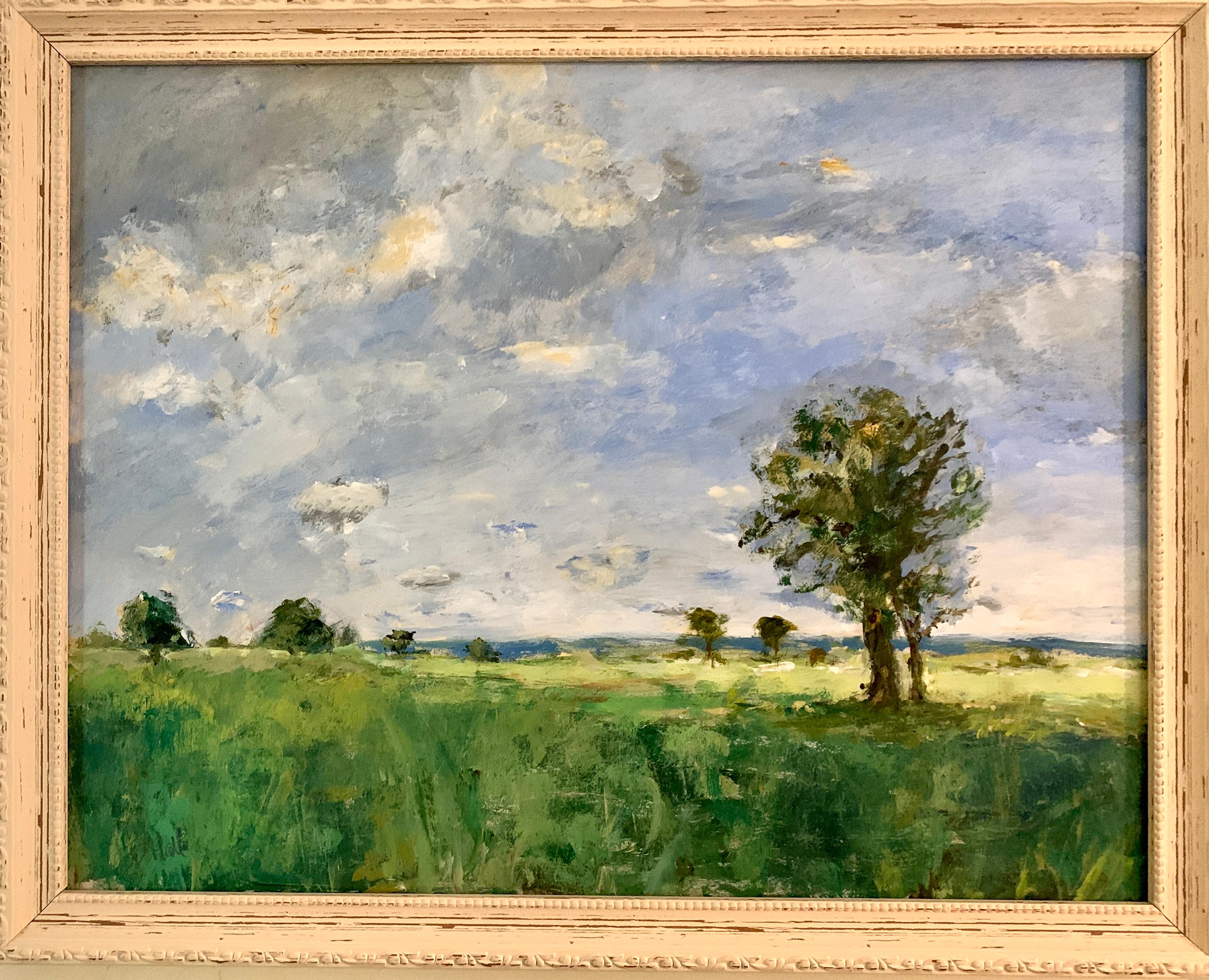 Ölgemälde, impressionistische Landschaft mit Bäumen aus dem späten 20. Jahrhundert, Surrey, UK