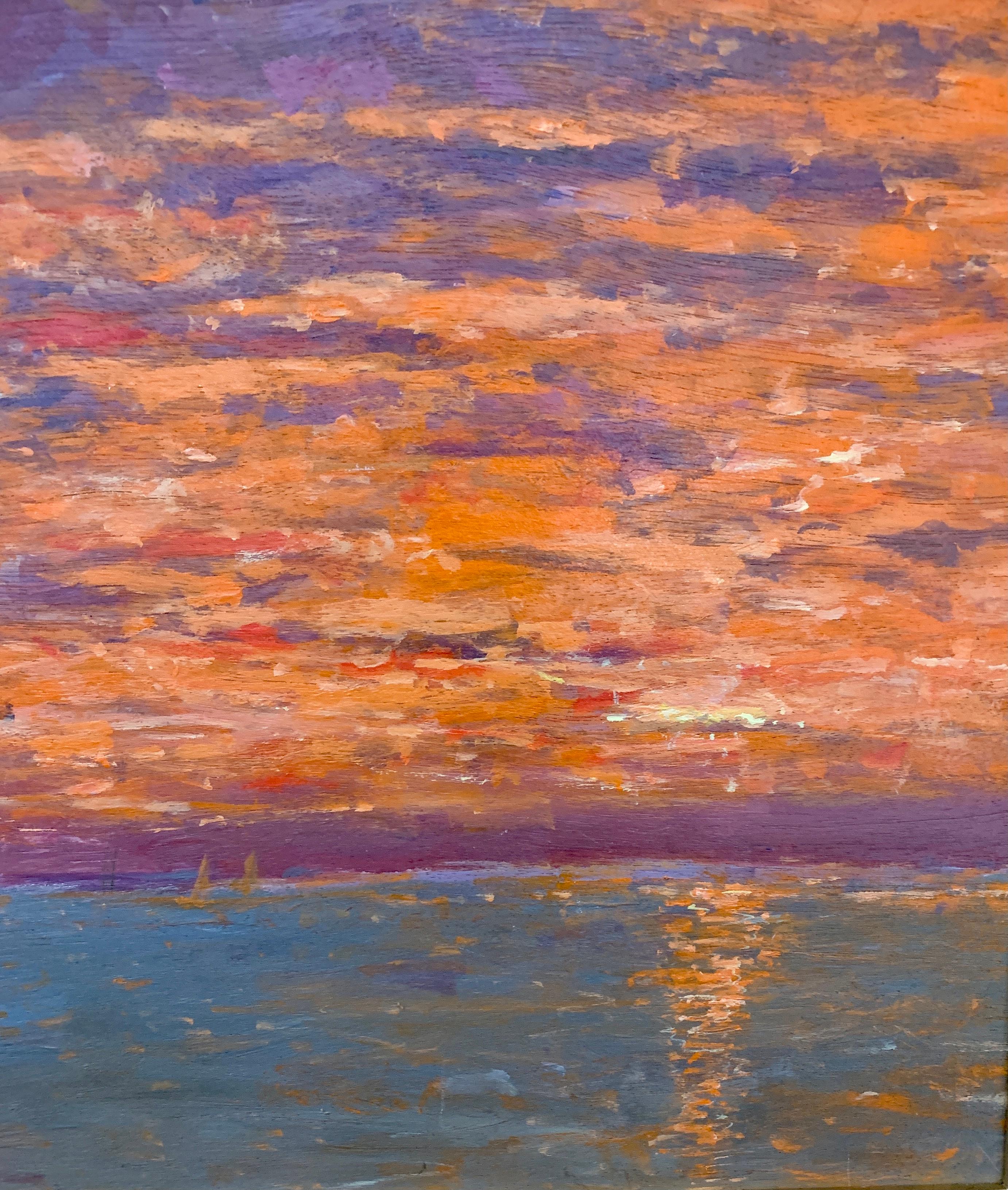 Summer 2019 Sunset in Nantucket with landscape near Madaket - Painting by Charles Bertie Hall