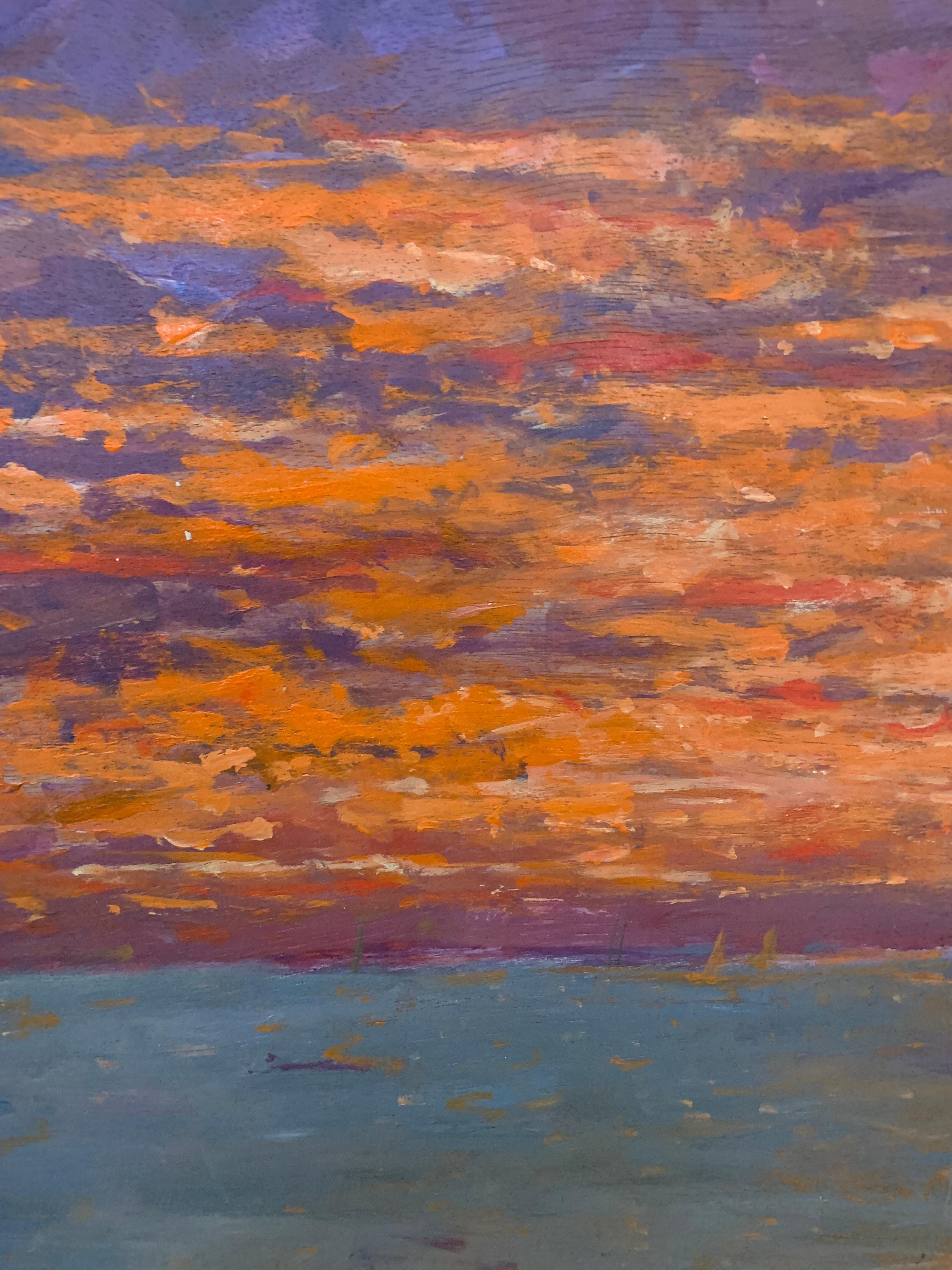 Sommer 2019 Sonnenuntergang in Nantucket mit Landschaft in der Nähe von Madaket (Amerikanischer Impressionismus), Painting, von Charles Bertie Hall