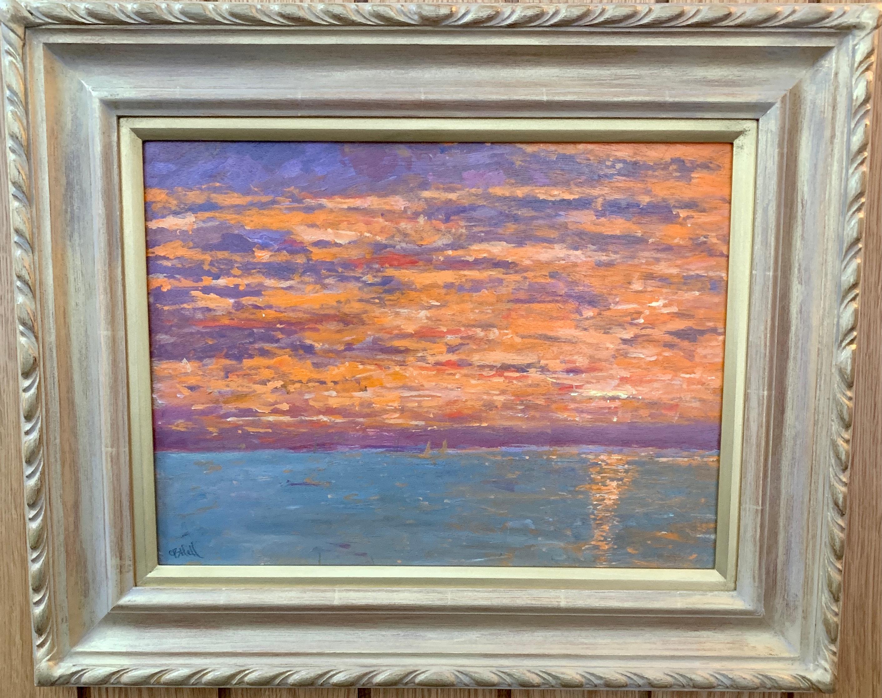 Charles Bertie Hall Abstract Painting - Summer 2019 Sunset in Nantucket with landscape near Madaket