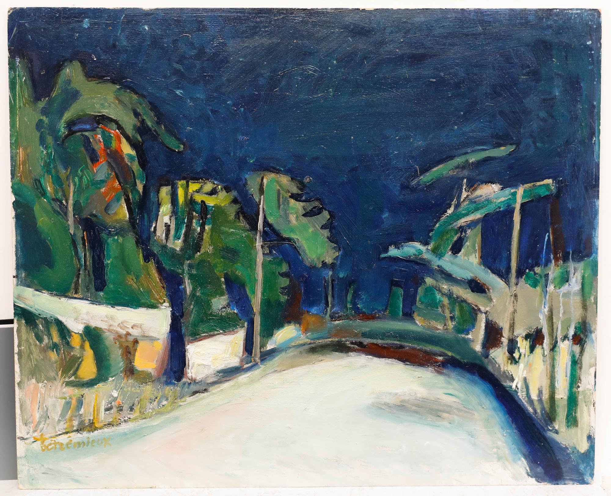 Charles Betremieux (1919-1997) - 1961 Öl, Route de Nuit – Painting von  Charles Betremieux