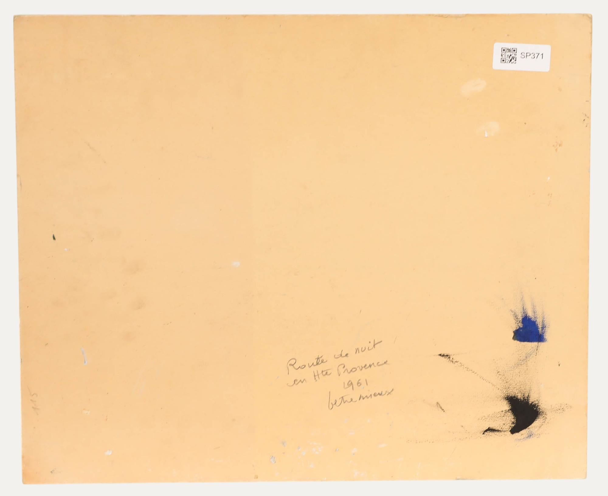Charles Betremieux (1919-1997) - 1961 Öl, Route de Nuit (Blau), Landscape Painting, von  Charles Betremieux