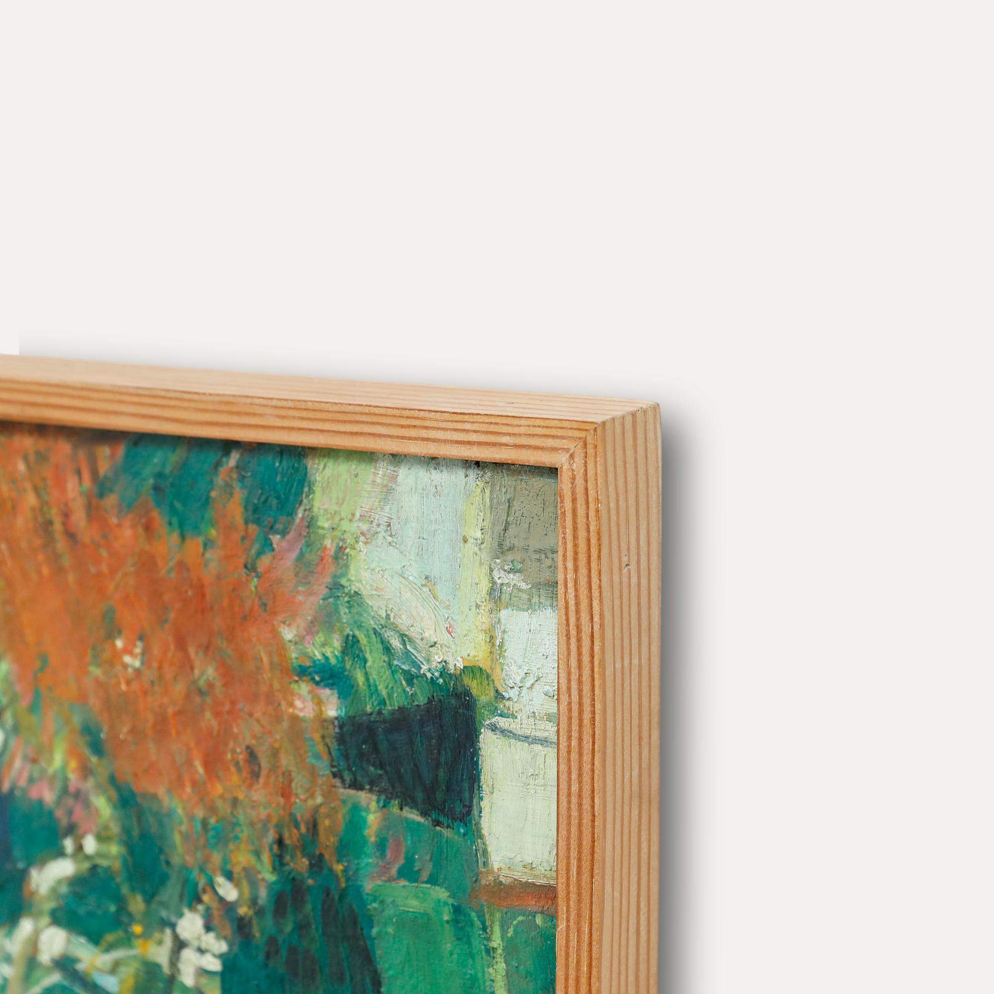 A bright and vibrant study of flowers in a glass vase at the artist's home in Valenciennes. Completed with expressive brushwork and areas of impasto, this bold composition instantly captures the eye and draws you in to admire small areas of complex