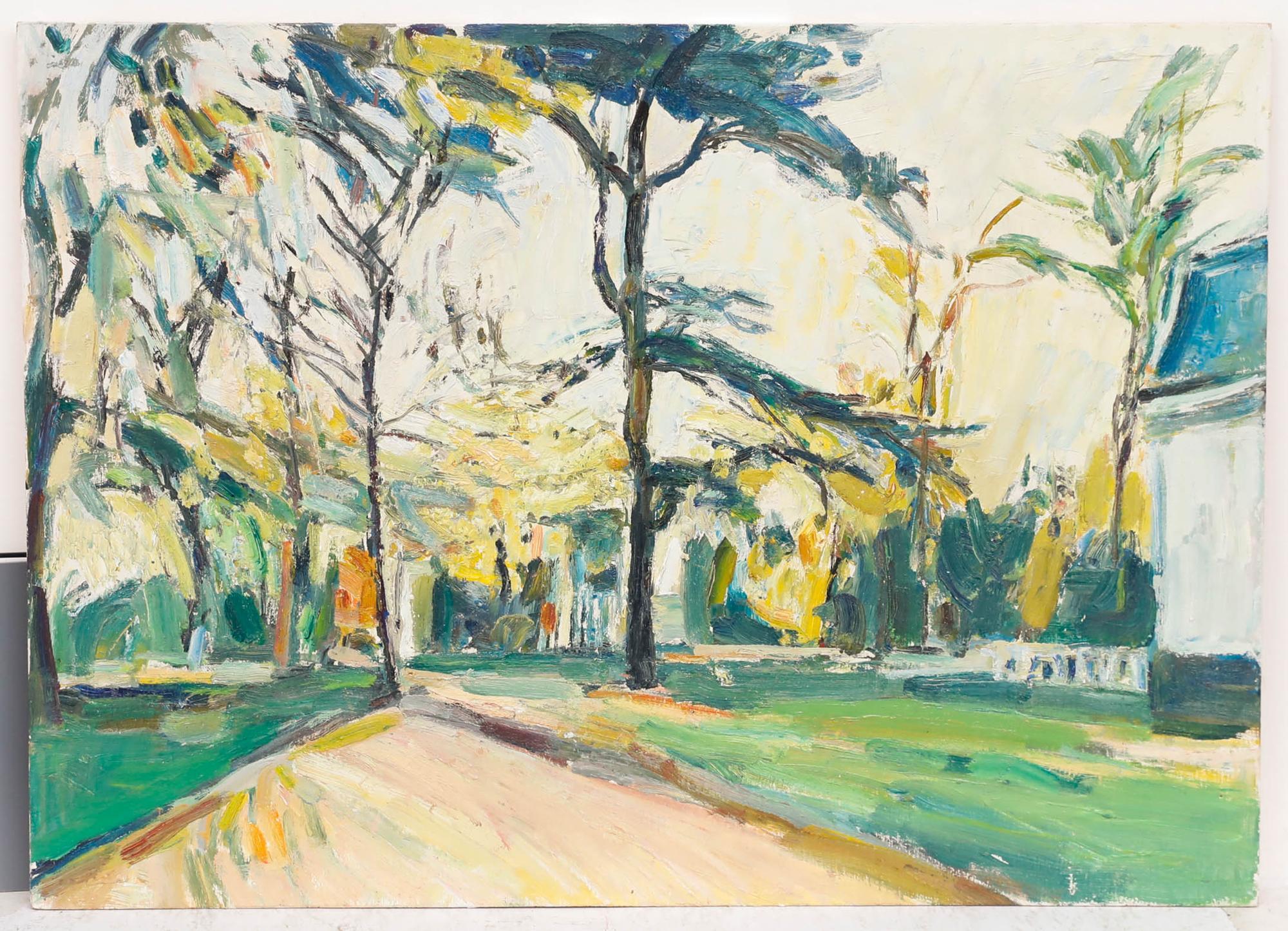 Charles Betremieux (1919-1997) - 20. Jahrhundert Öl, Afternoon in the Park – Painting von  Charles Betremieux