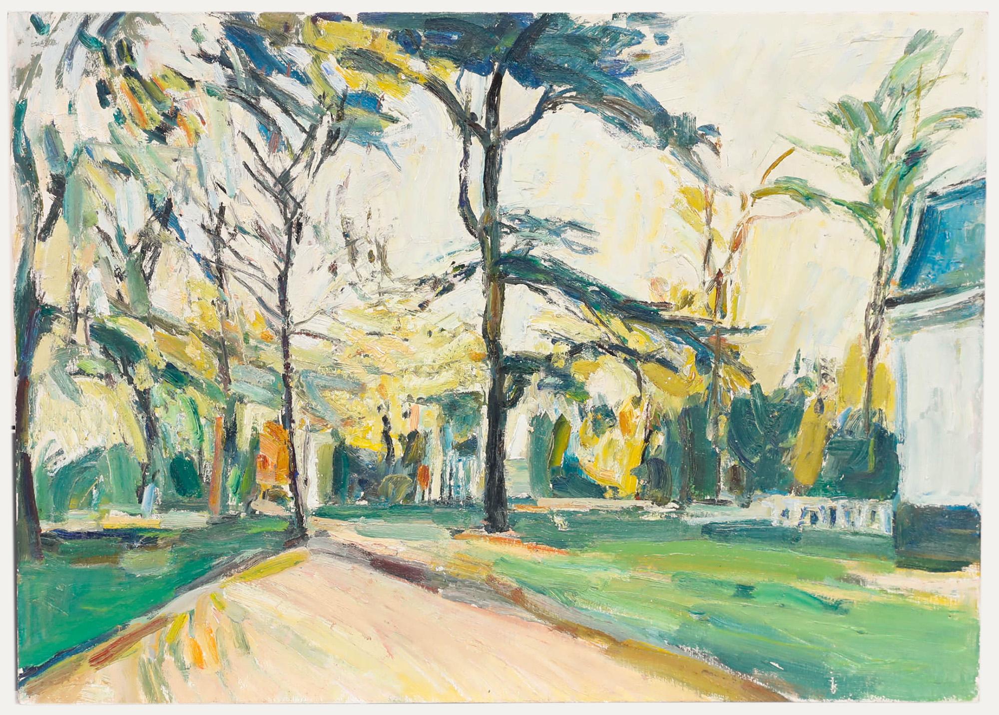 Charles Betremieux (1919-1997) - Huile du 20e siècle, après-midi dans le parc