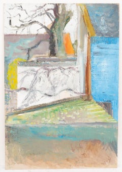 Charles Betremieux (1919-1997) - Huile du 20e siècle, vue du jardin