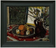 Charles Betremieux (1919-1997) - Óleo enmarcado, Fruta sobre un cargador de metal