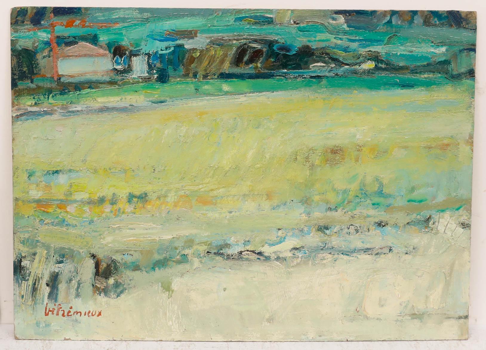 Charles Betremieux (1919-1997) - Huile du milieu du 20e siècle, vue du terrain - Painting de  Charles Betremieux
