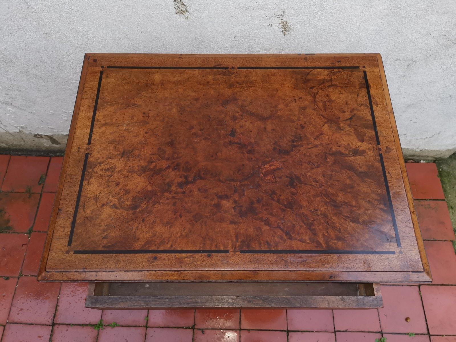 Walnut Charles Bevan for Marsh & Jones Gothic Revival side table with a burr walnut top For Sale