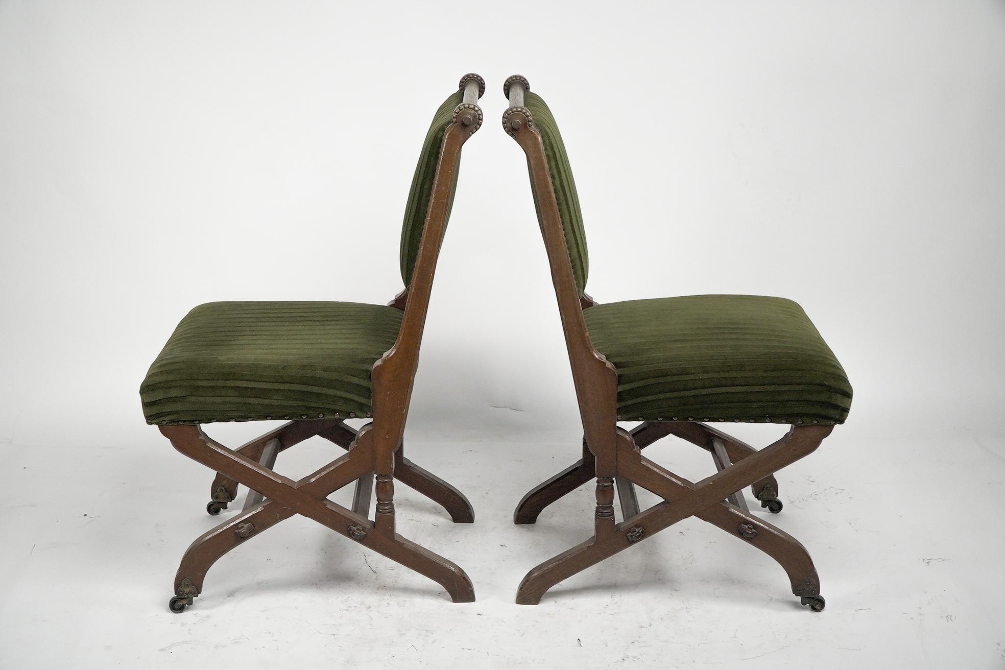 Late 19th Century Charles Bevan A pair of Gothic Revival side chairs For Sale