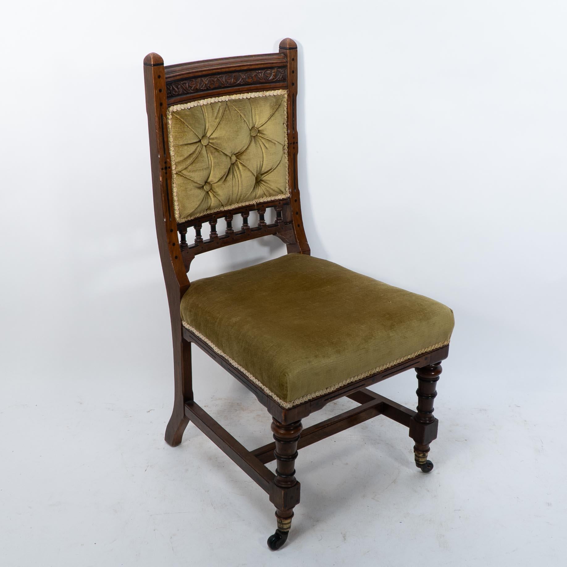 Charles Bevan attr. A set of five Gothic Revival oak dining chairs & an armchair For Sale 3