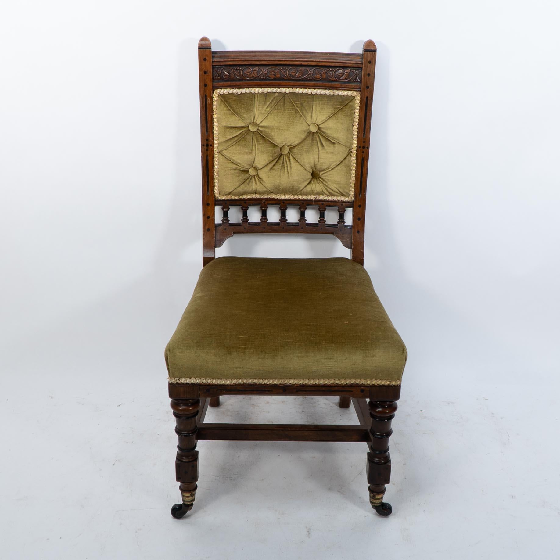 Charles Bevan attr. A set of five Gothic Revival oak dining chairs & an armchair For Sale 4