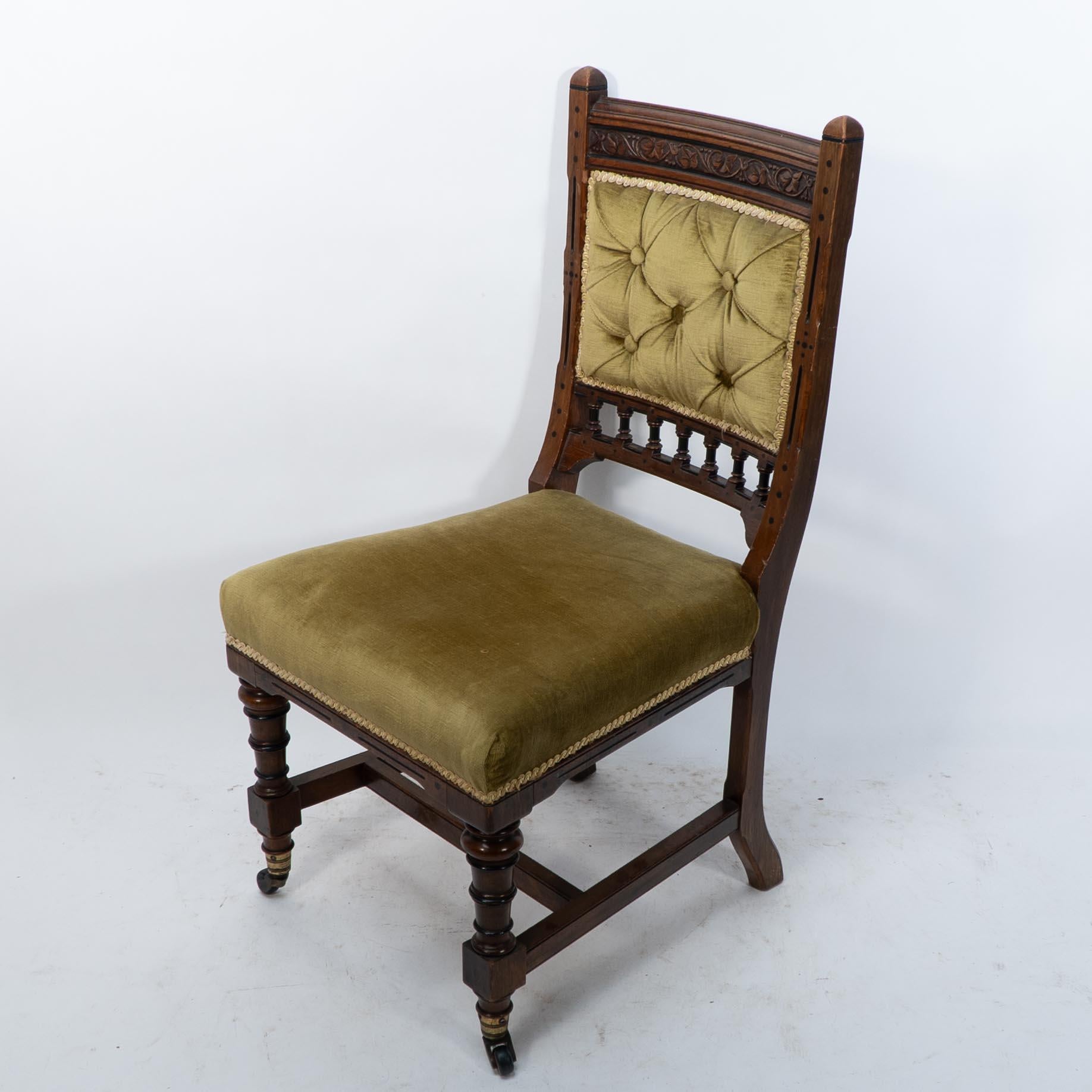 Charles Bevan attr. A set of five Gothic Revival oak dining chairs & an armchair For Sale 5