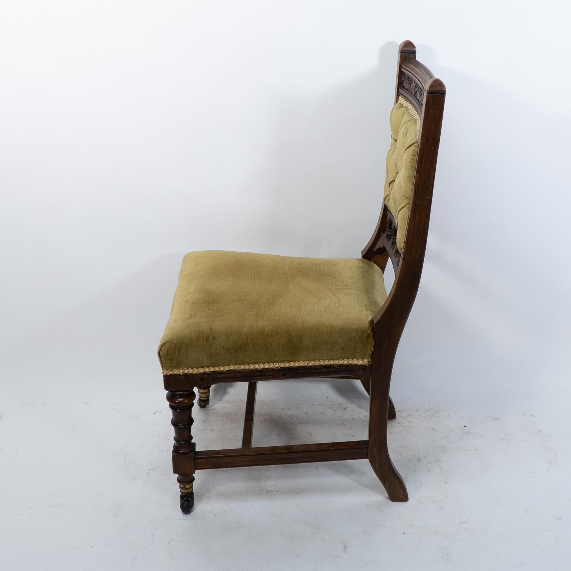 Charles Bevan attr. A set of five Gothic Revival oak dining chairs & an armchair For Sale 6