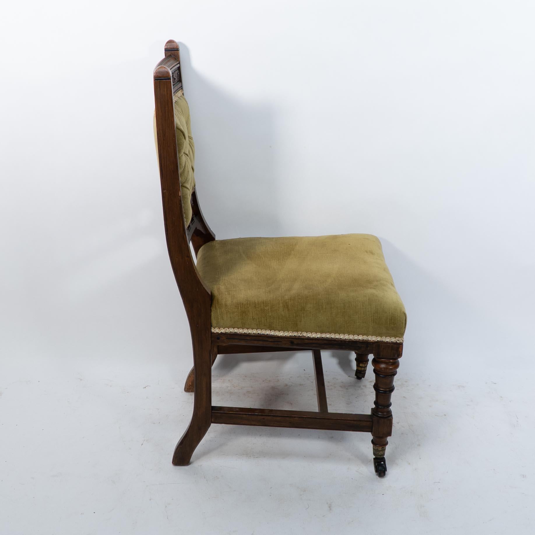 Charles Bevan attr. A set of five Gothic Revival oak dining chairs & an armchair For Sale 7