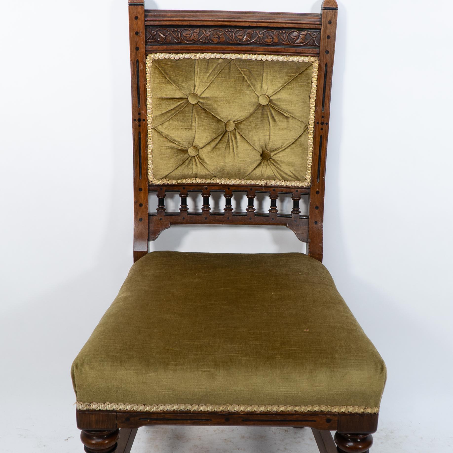 Charles Bevan attr. A set of five Gothic Revival oak dining chairs & an armchair For Sale 9