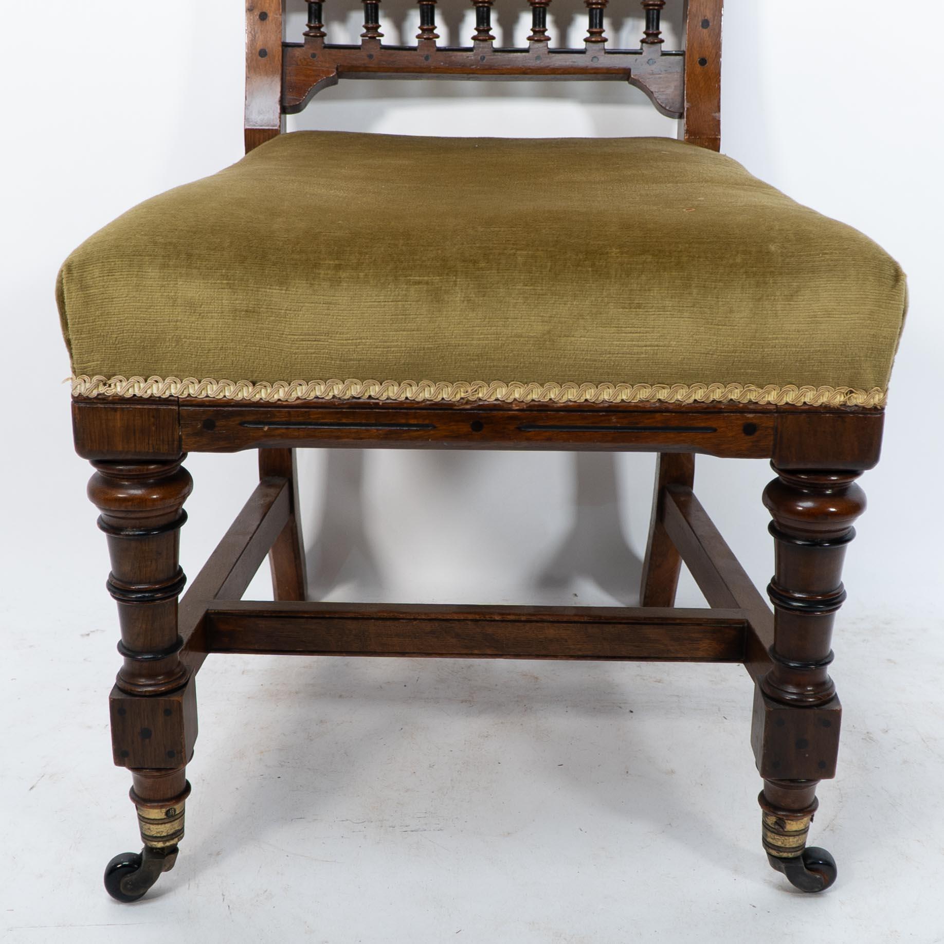 Charles Bevan attr. A set of five Gothic Revival oak dining chairs & an armchair For Sale 11