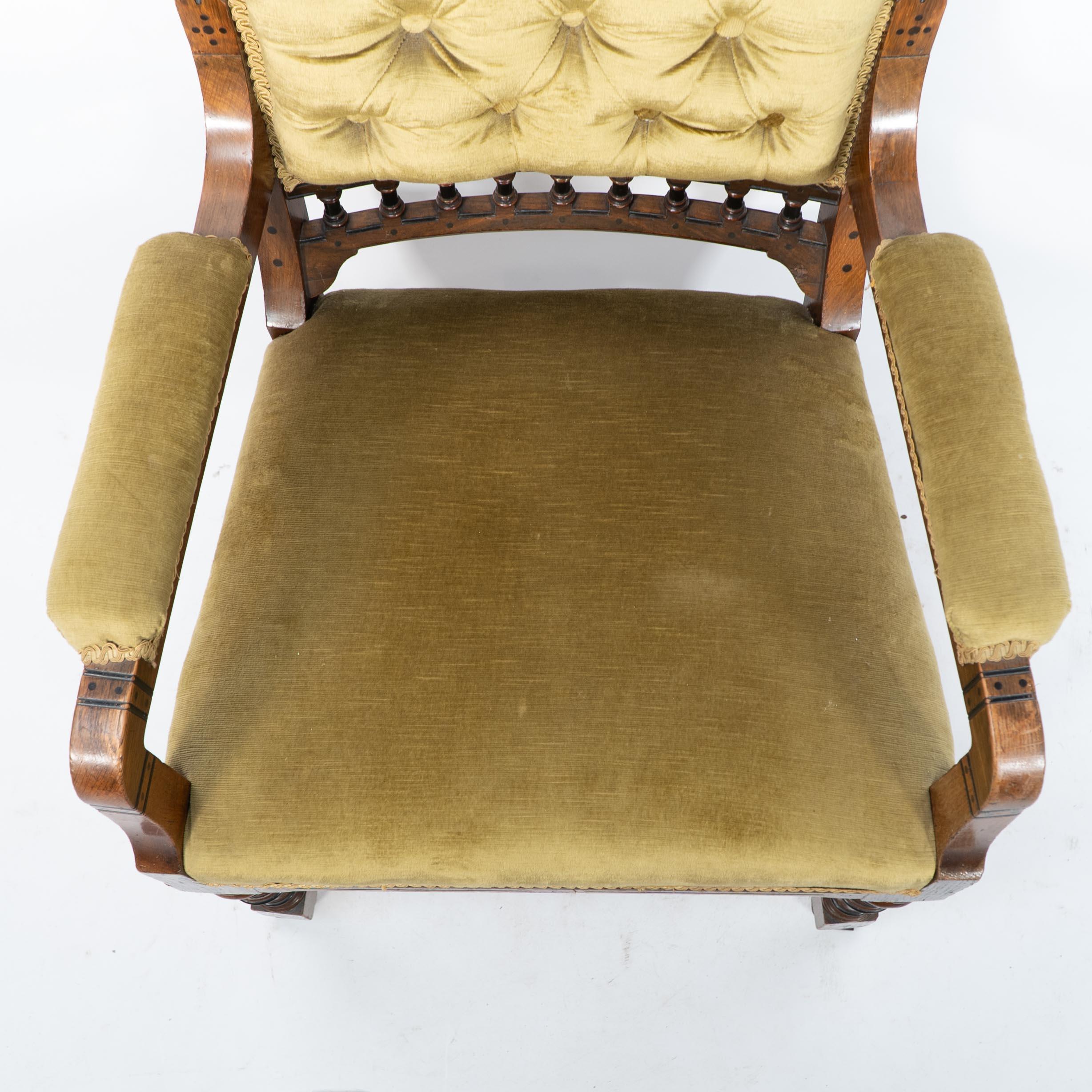 Charles Bevan attr. A set of five Gothic Revival oak dining chairs & an armchair For Sale 1