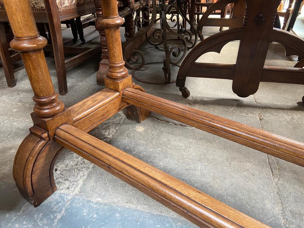 Charles Bevan, Attri. A Gothic Revival Oak Library or Sofa Table with Marble Top For Sale 4