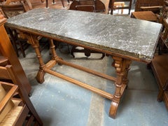 Charles Bevan, Attri. A Gothic Revival Oak Library or Sofa Table with Marble Top