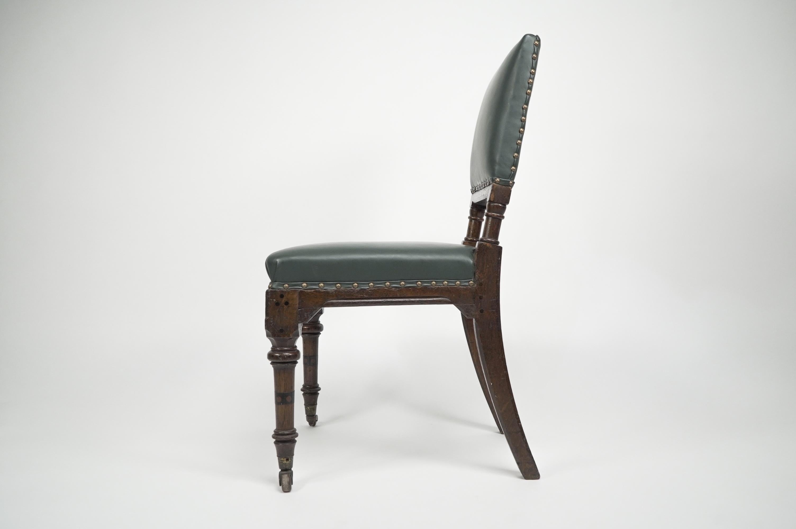 English Charles Bevan attributed. A gothic Revival side chair with chamfered edges For Sale