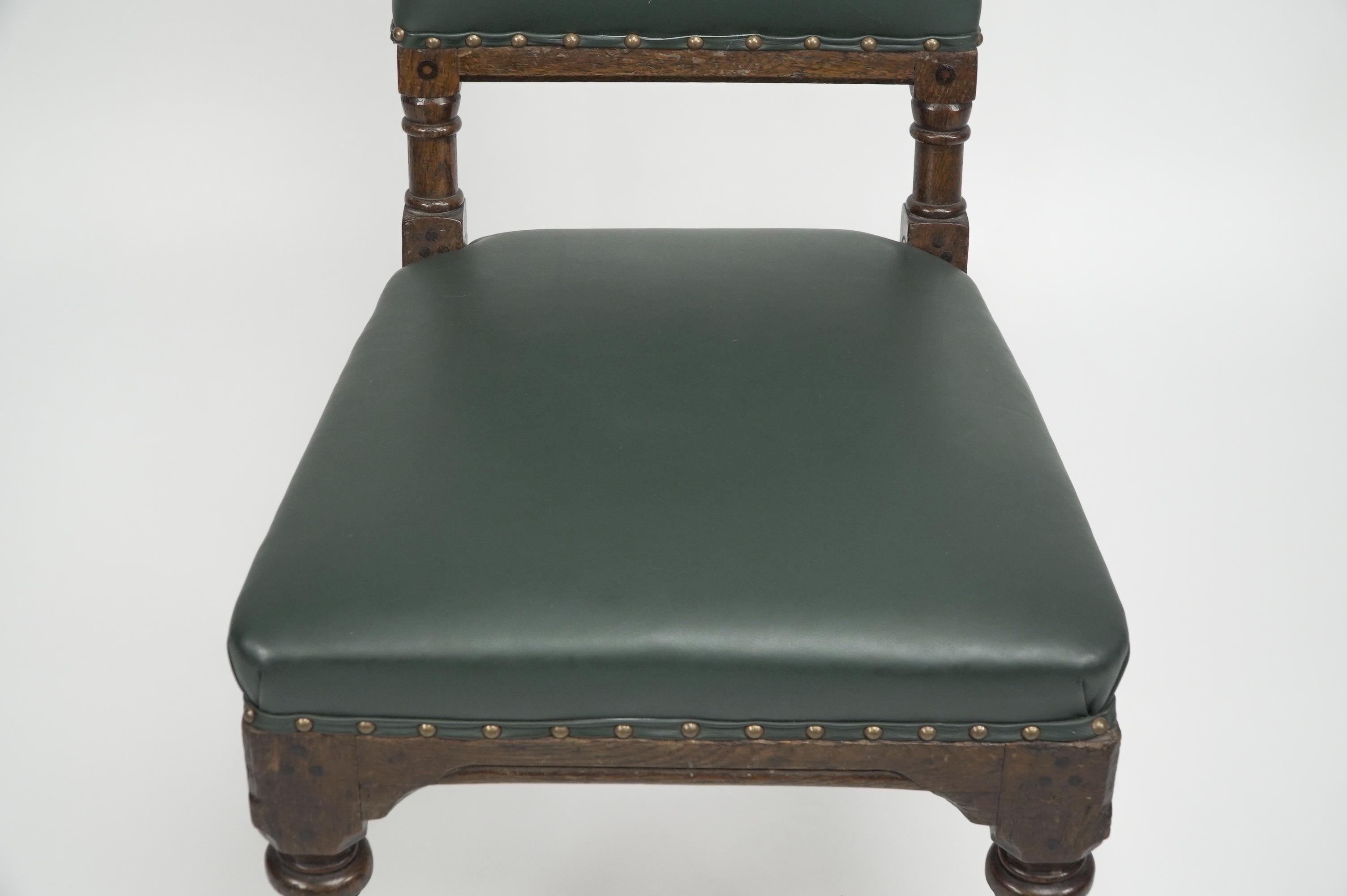 Late 19th Century Charles Bevan attributed. A gothic Revival side chair with chamfered edges For Sale
