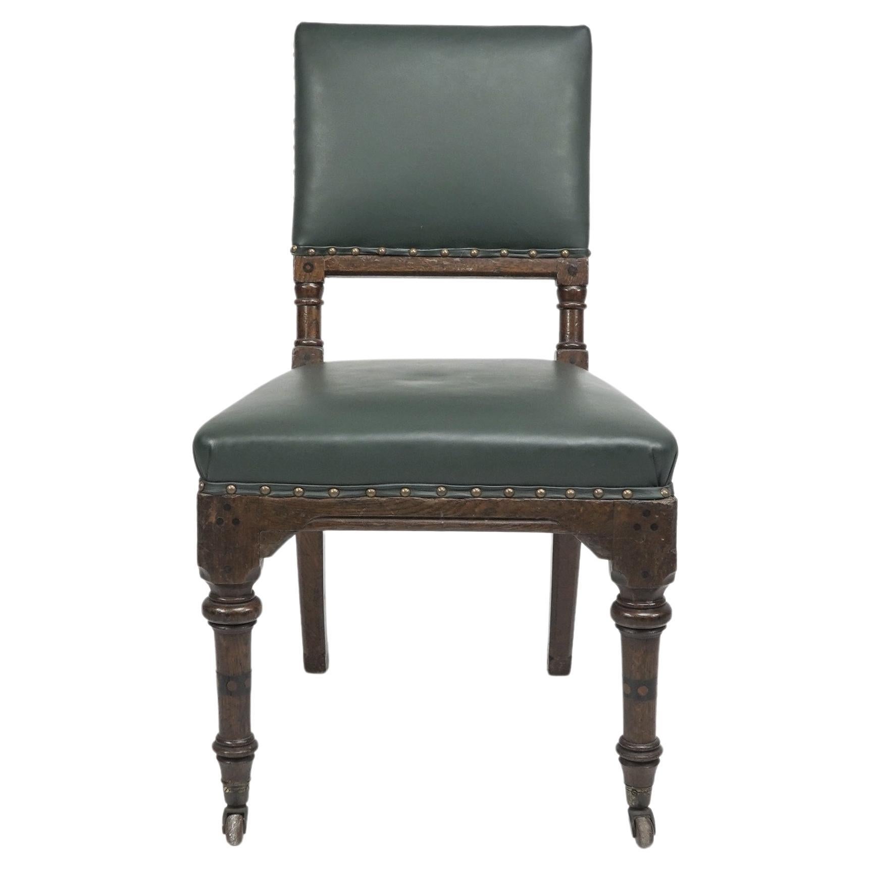 Charles Bevan attributed. A gothic Revival side chair with chamfered edges For Sale