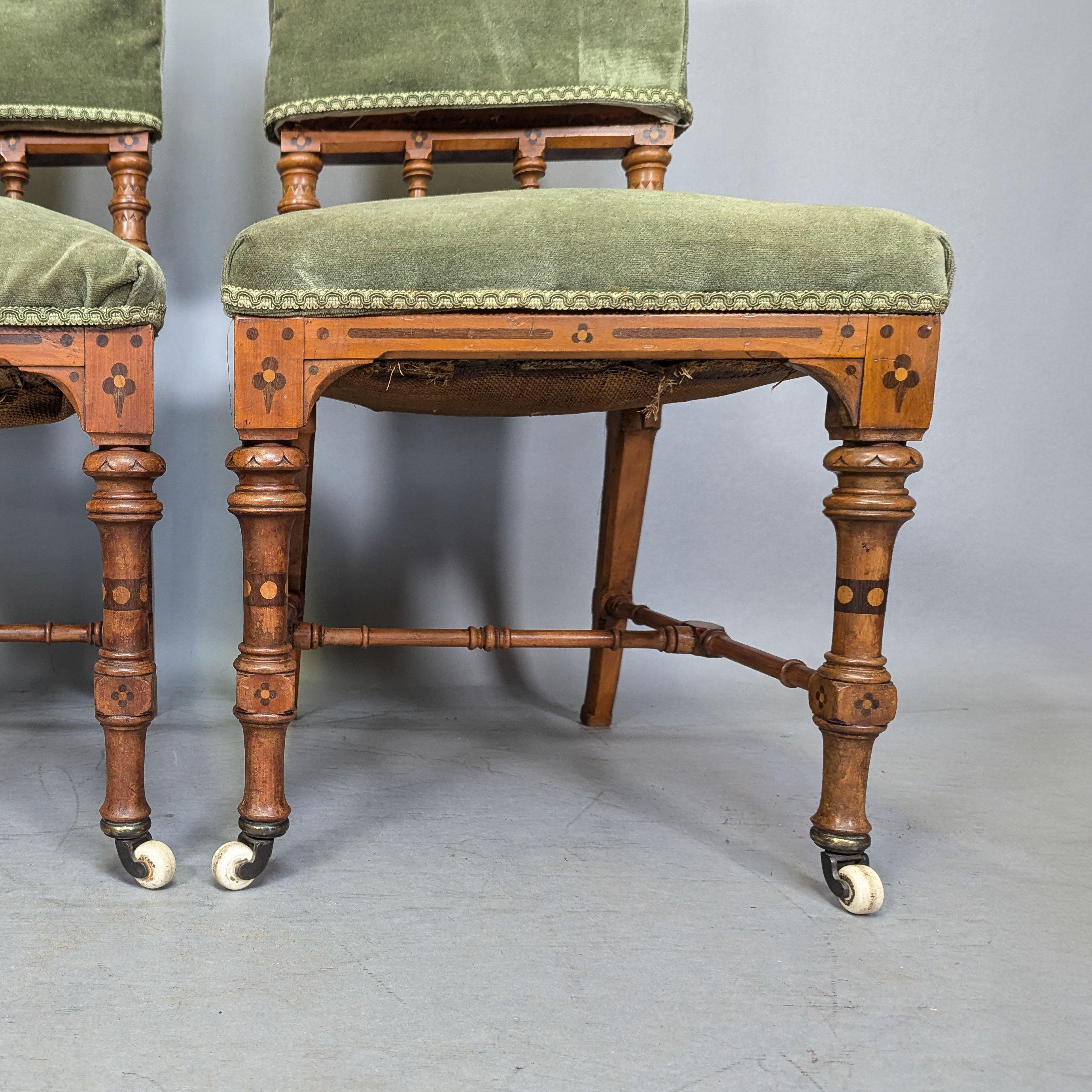 Charles Bevan attributed. A pair of Gothic Revival Oak desk or side chairs For Sale 5