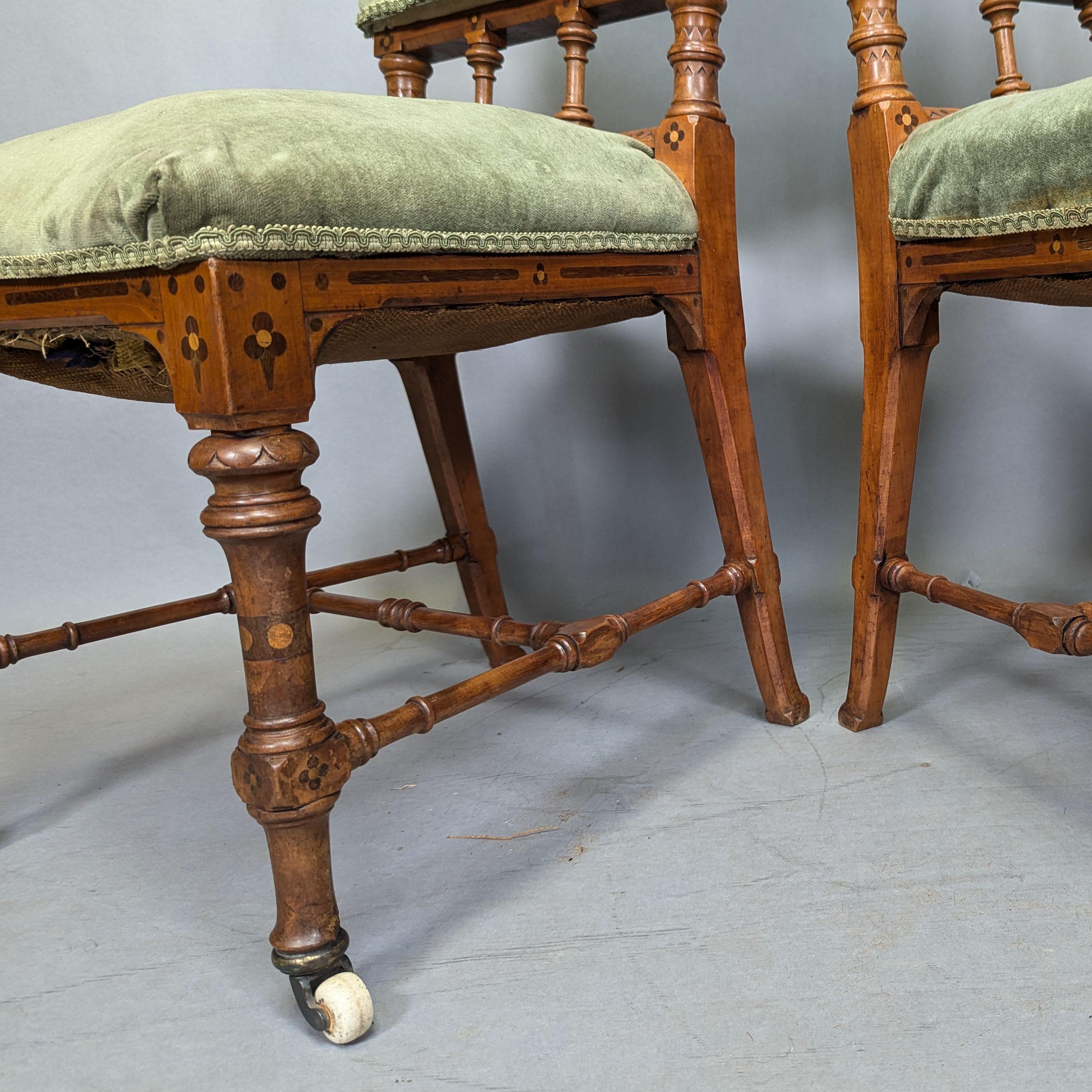 Charles Bevan attributed. A pair of Gothic Revival Oak desk or side chairs For Sale 7