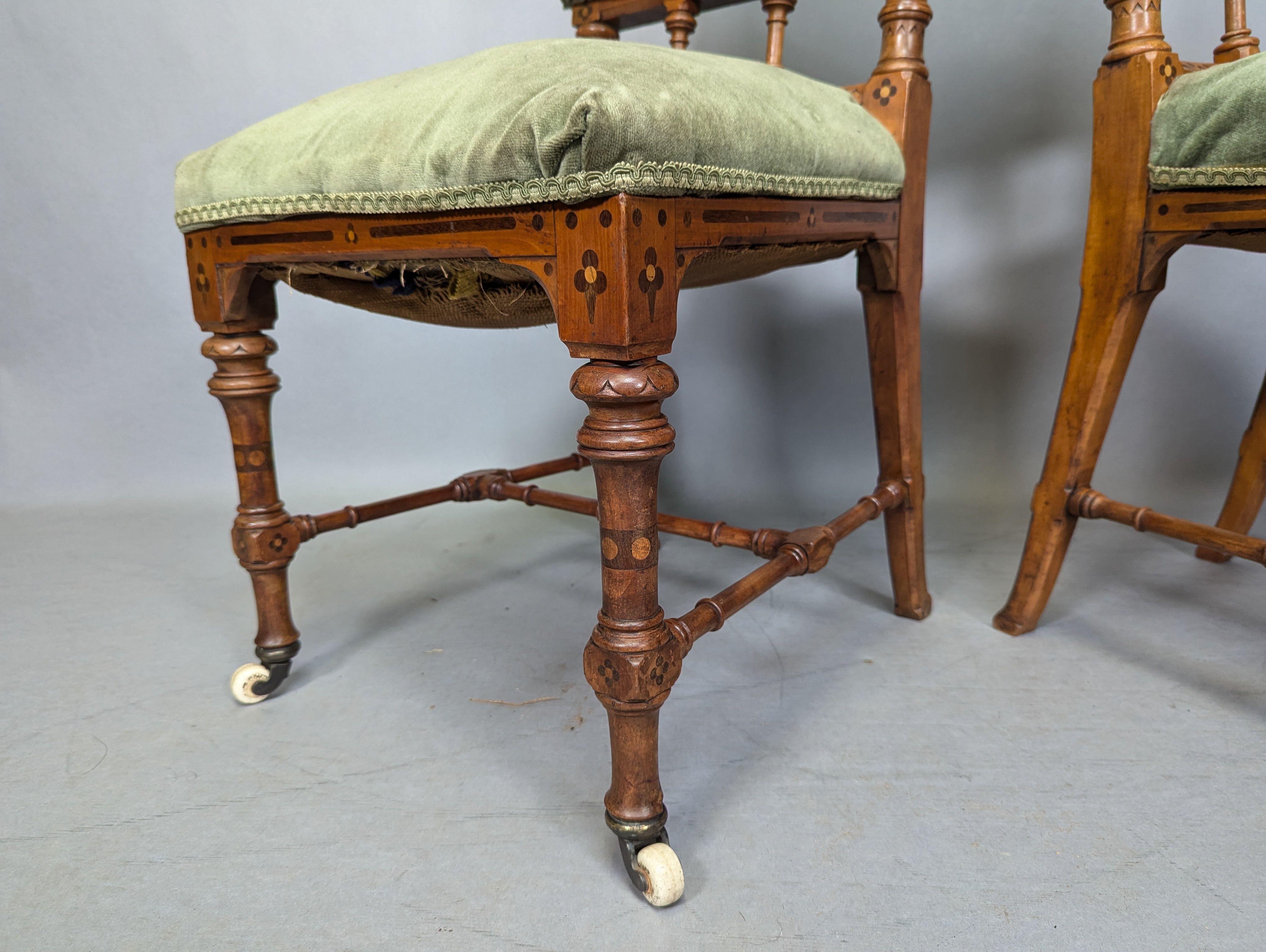Charles Bevan attributed. A pair of Gothic Revival Oak desk or side chairs For Sale 9