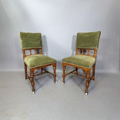 Charles Bevan attributed. A pair of Gothic Revival Oak desk or side chairs
