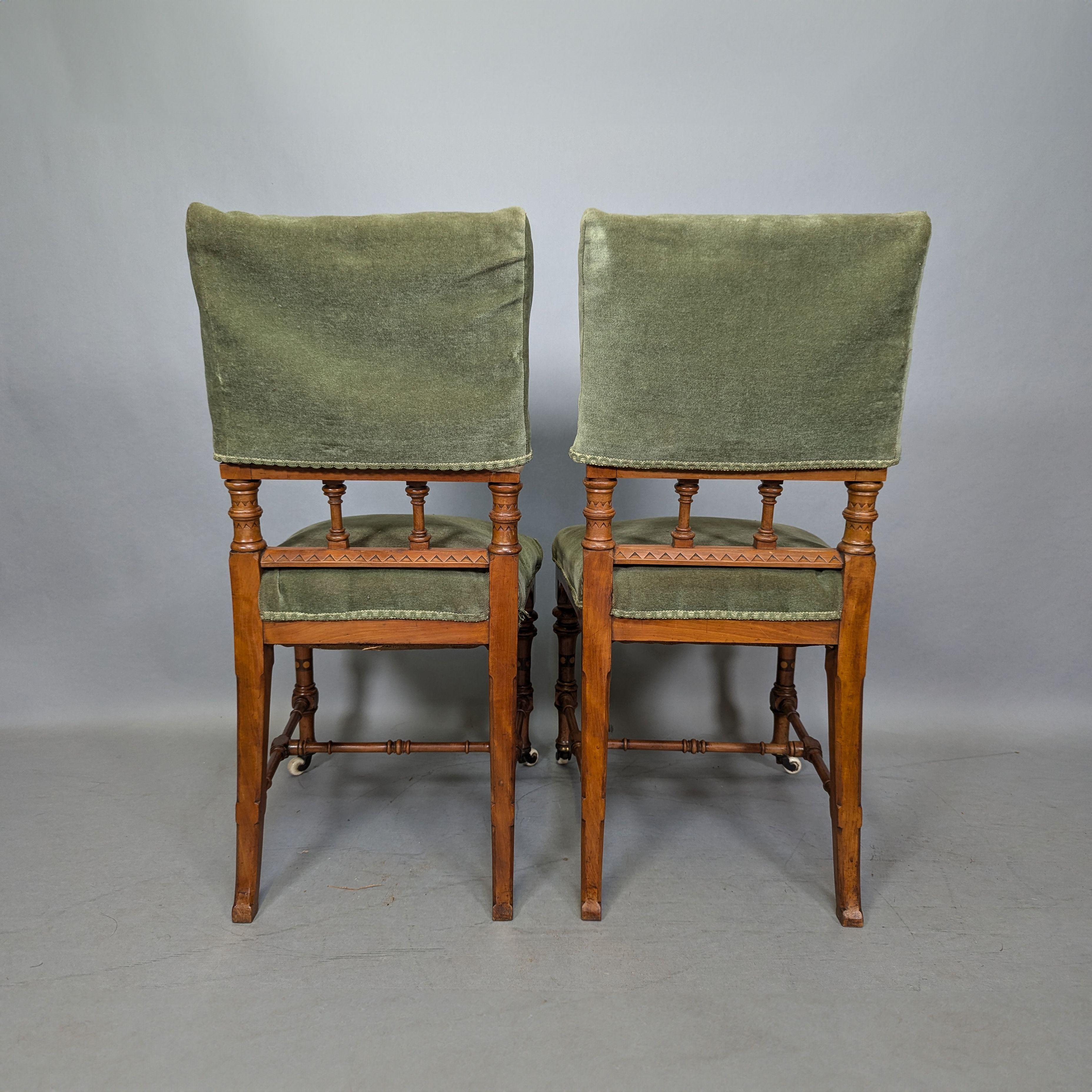 Charles Bevan attributed. A pair of Gothic Revival Oak desk or side chairs For Sale 1