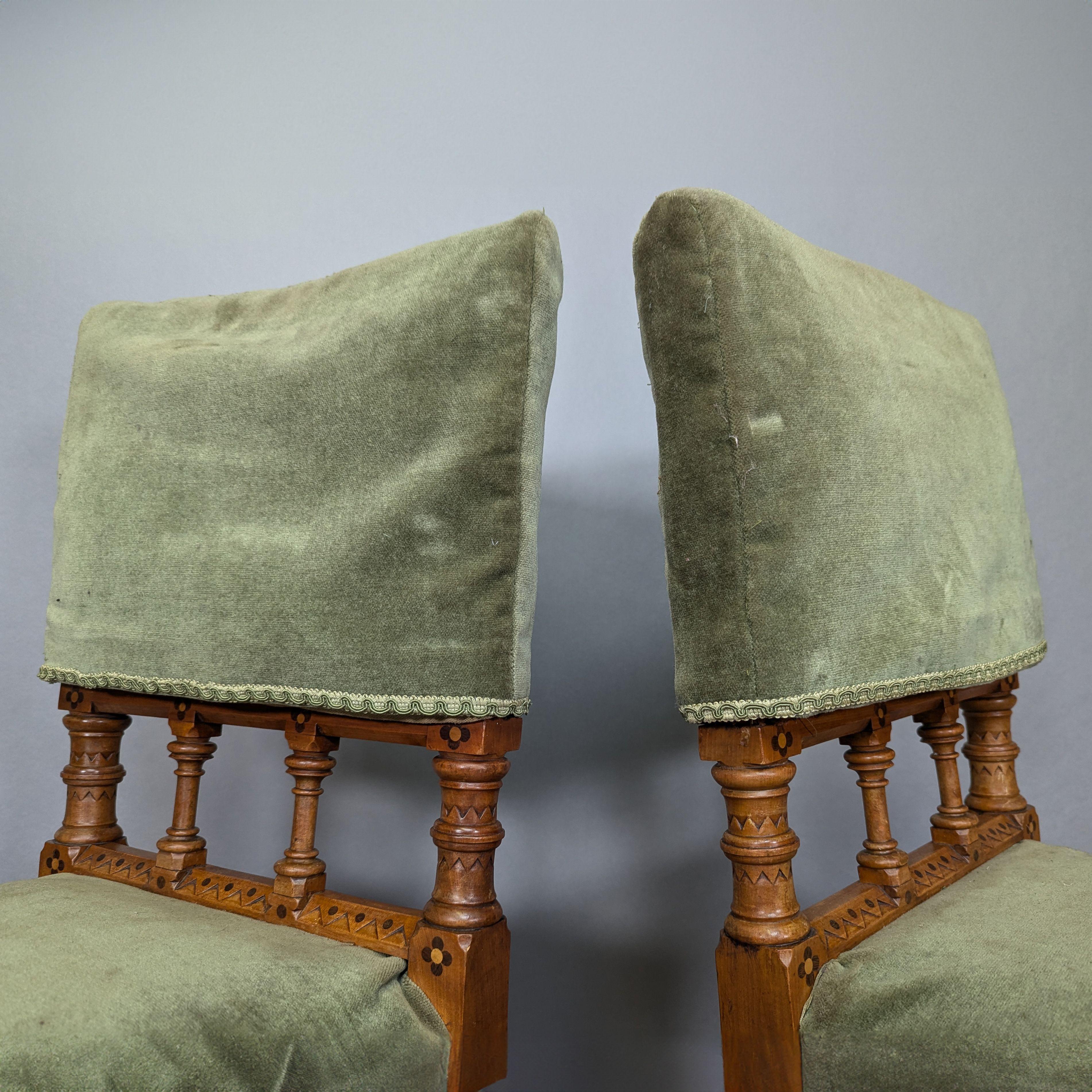 Charles Bevan attributed. A pair of Gothic Revival Oak desk or side chairs For Sale 2