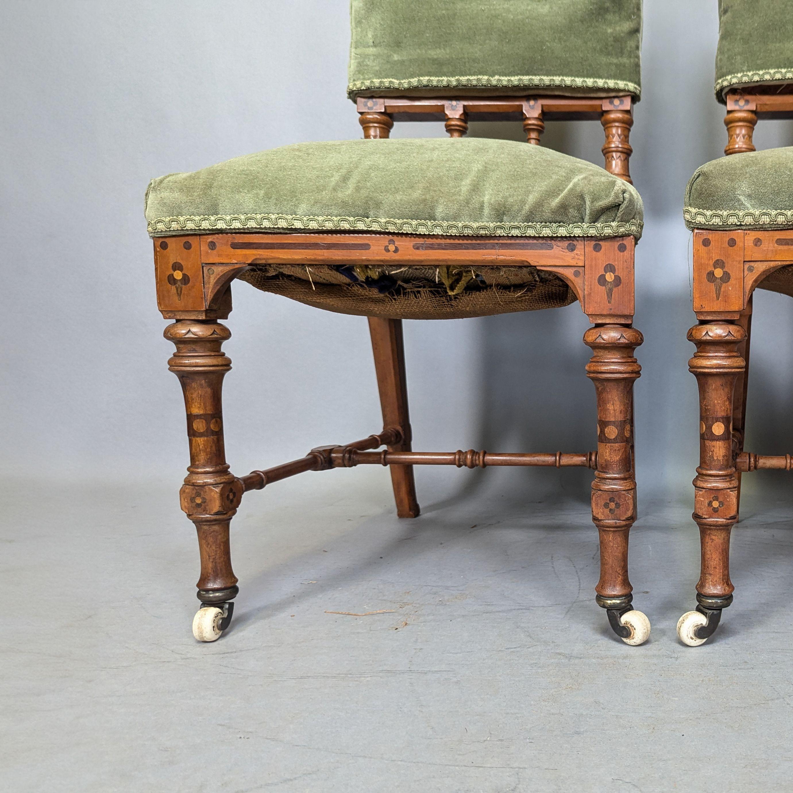 Charles Bevan attributed. A pair of Gothic Revival Oak desk or side chairs For Sale 3