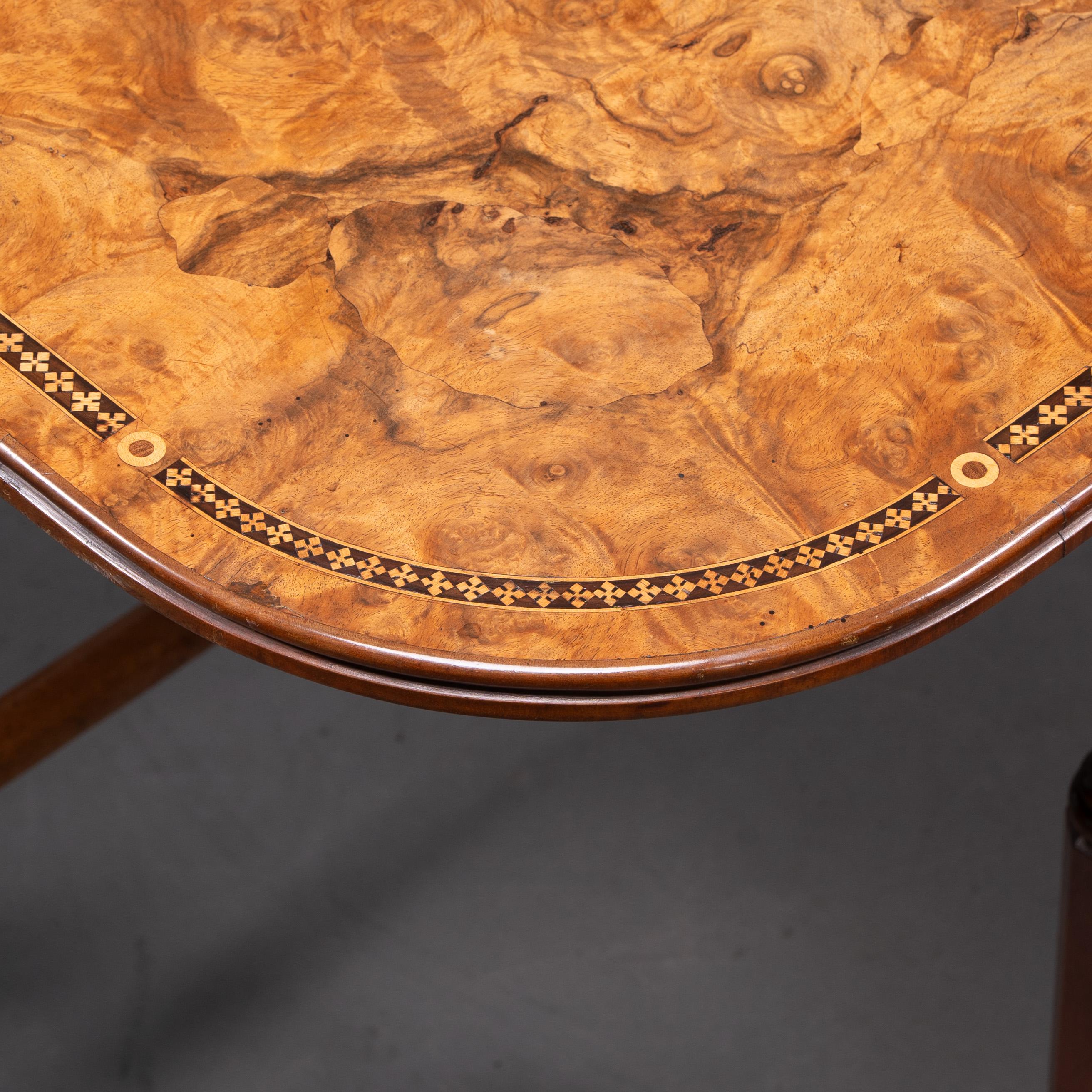 Charles Bevan for Marsh & Jones. A Gothic Revival burr walnut Sutherland table For Sale 6