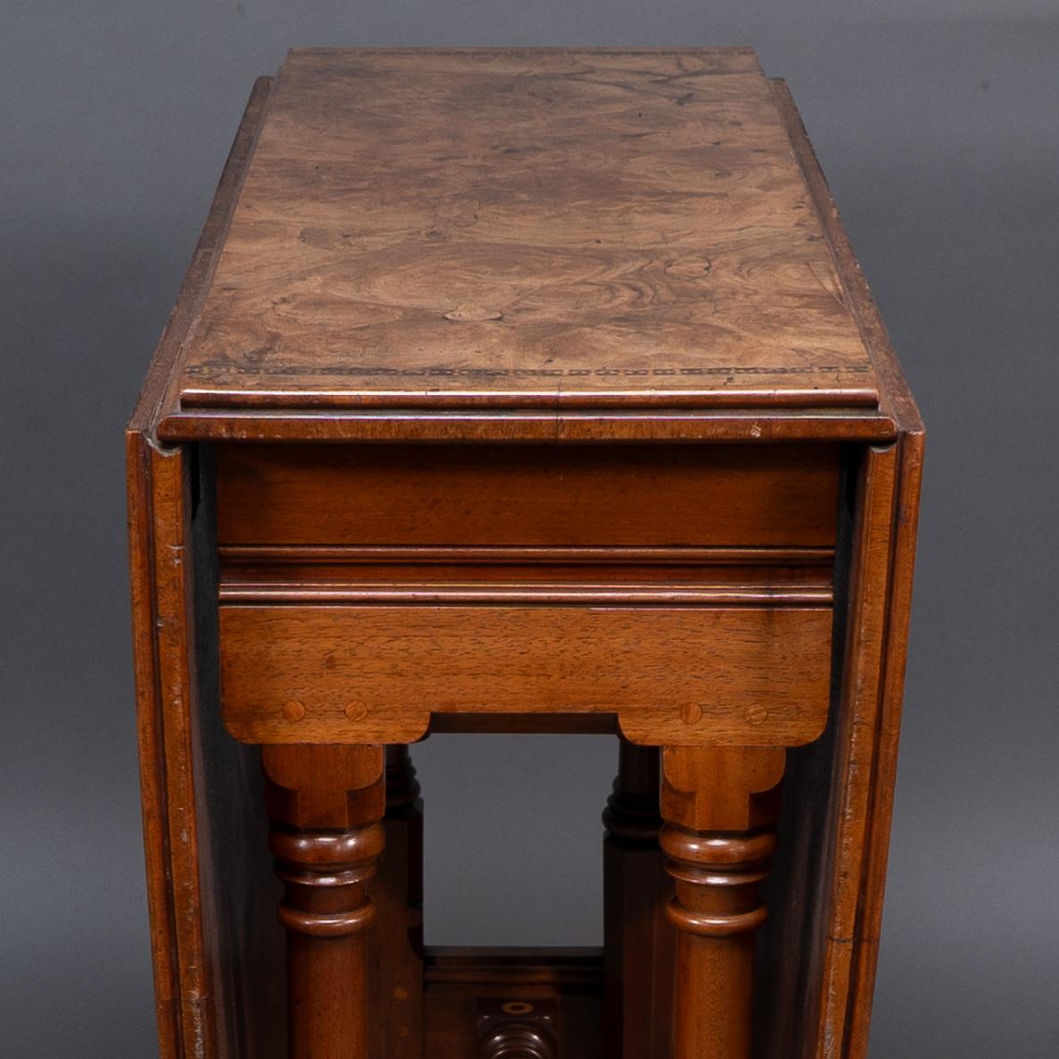 Mid-19th Century Charles Bevan for Marsh & Jones. A Gothic Revival burr walnut Sutherland table For Sale