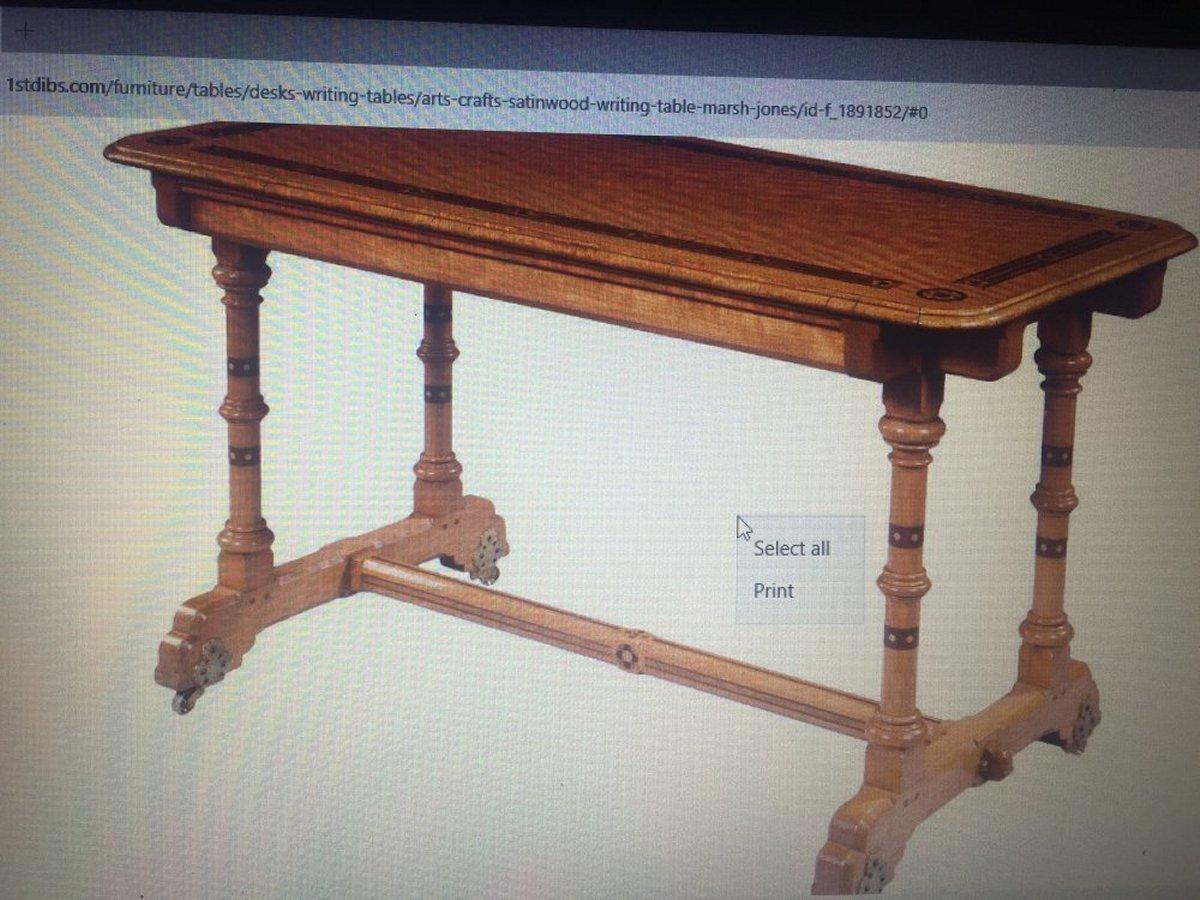 Charles Bevan for Marsh & Jones. A Small Walnut Writing Table on Turned Supports For Sale 12