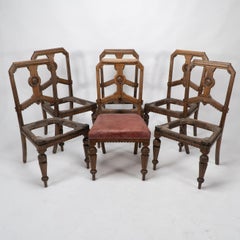 Charles Bevan, Gillows Attr. conjunto de seis sillas de comedor de roble del Aesthetic Movement