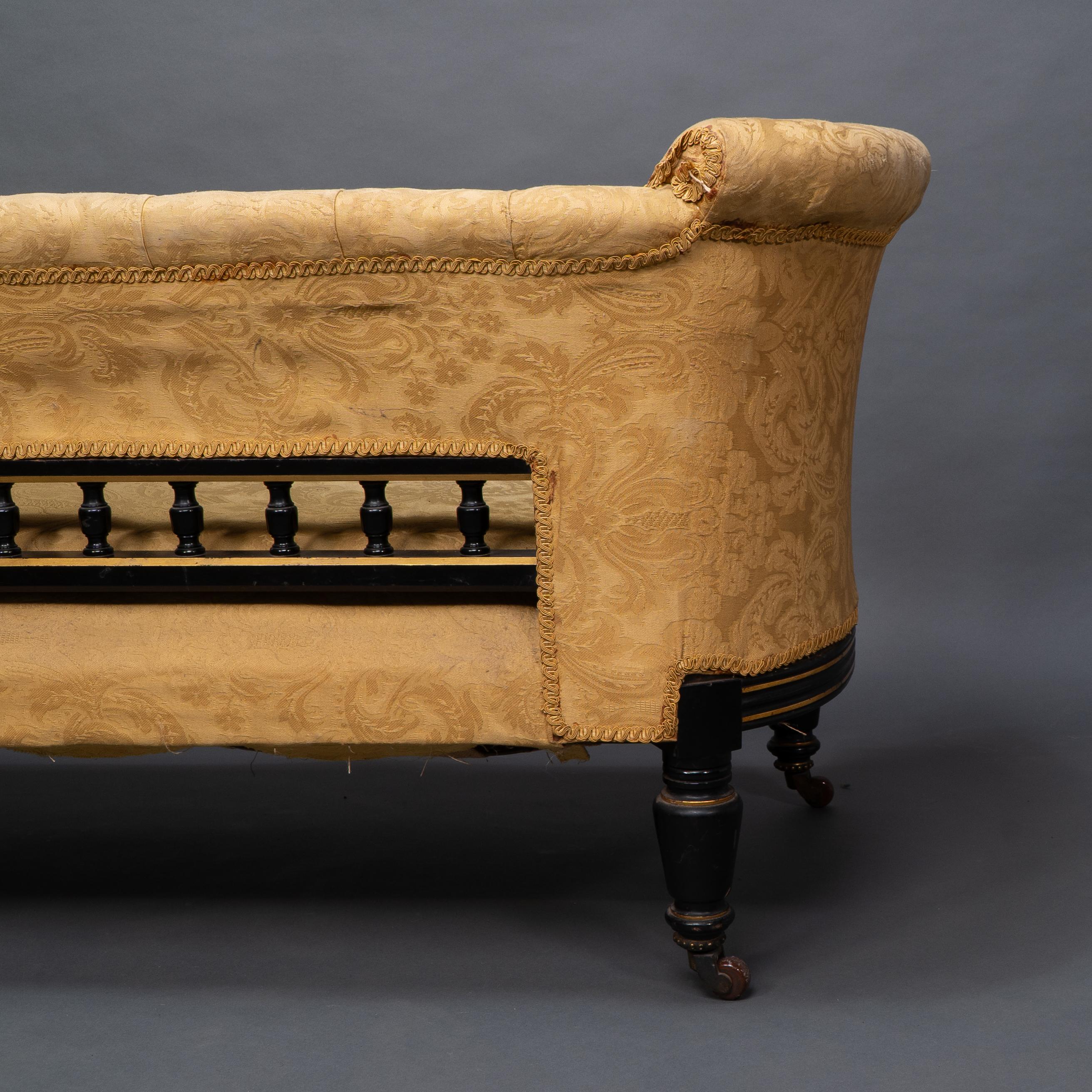 Charles Bevan. Marsh & Jones. Chaise longue avec dossier à boutons Aesthetic Movement en vente 10