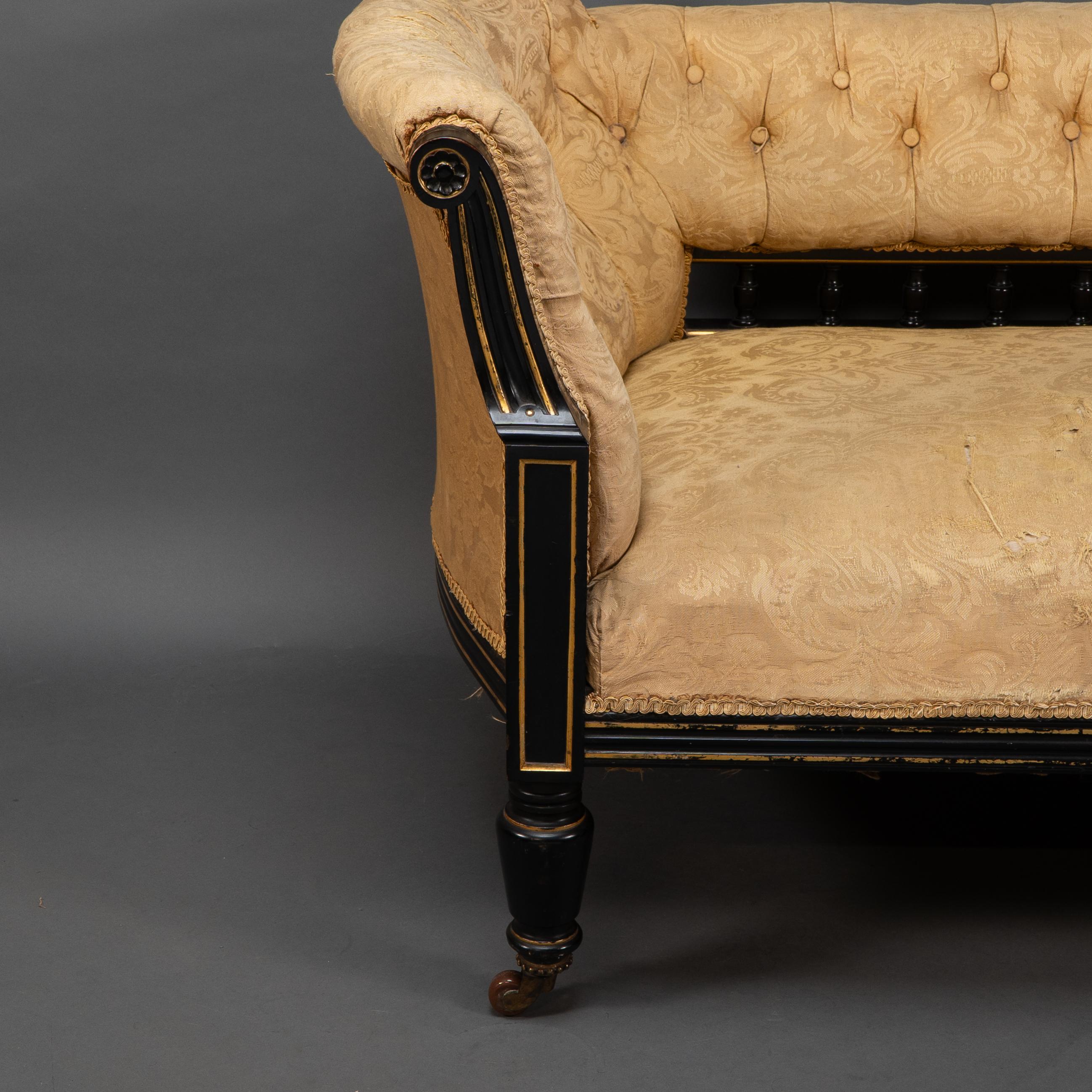 Charles Bevan. Marsh & Jones. Aesthetic Movement button back chaise lounge For Sale 3