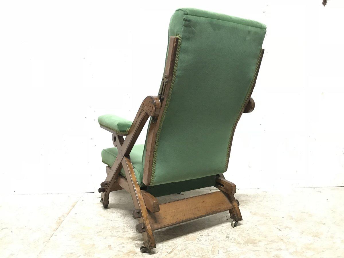 English Charles Bevan Marsh Jones & Cribb, Gothic Revival New Registered Reclining Chair For Sale