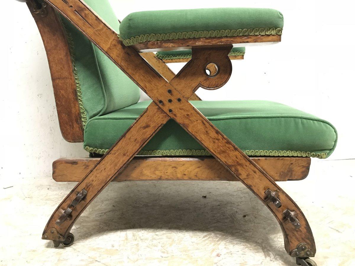 Early 20th Century Charles Bevan Marsh Jones & Cribb, Gothic Revival New Registered Reclining Chair For Sale
